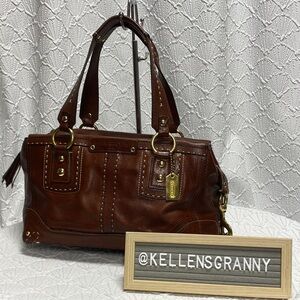 Rare Vintage Coach Andrea Hampton Chestnut Leather Shoulder Bag leather roomy